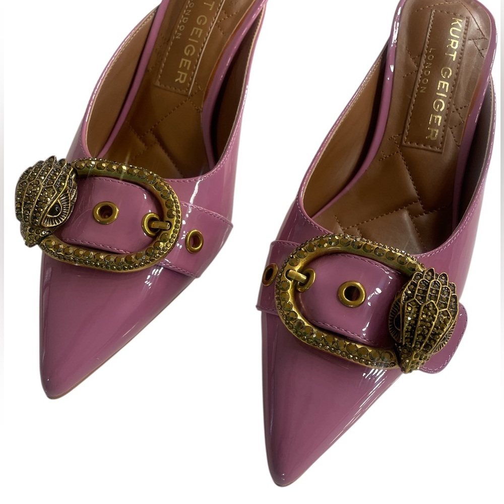 Kurt Geiger Mauve Pink kitten Heels,Embellished crystal buckle,7 - Picture 4 of 8